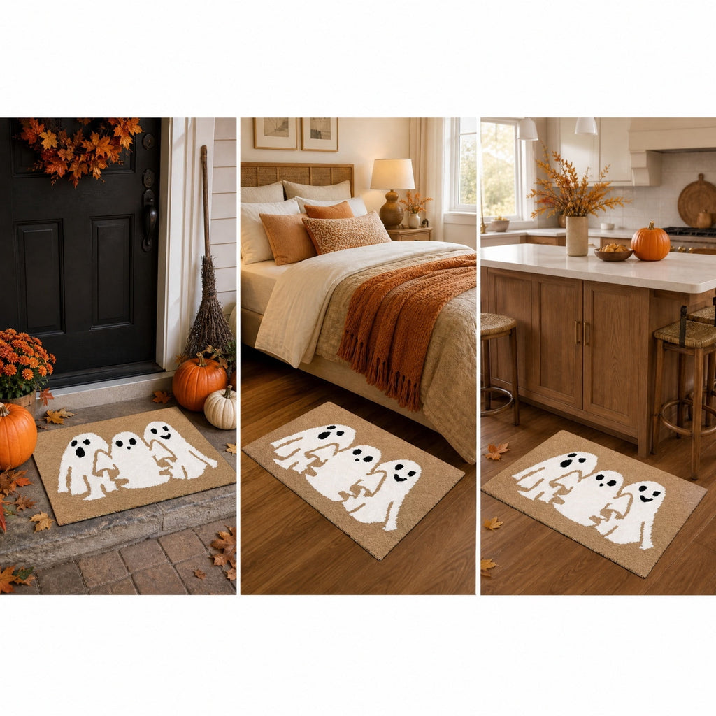 Halloween Doormat Vintage Retro Style Mat 23.6x15.7in Secure-Grip Absorbent Coir Look Entryway Rug for Front Porch Indoor Outdoor Decor by OVFUIZ