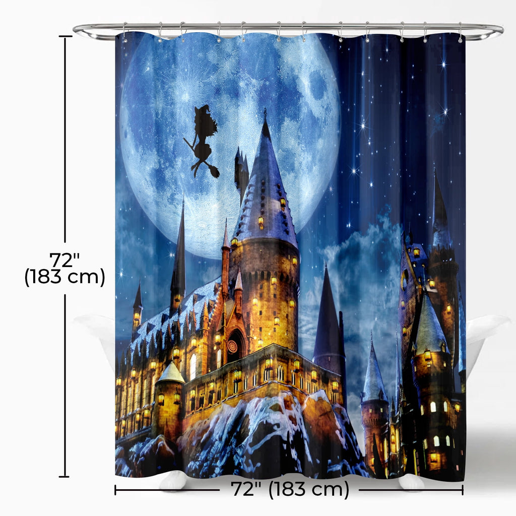 Seasonwood Halloween Shower Curtain,Spooky Halloween Black Cat Shower Curtain,Waterproof Halloween Bathroom Decor with 12 hooks,72"x72"