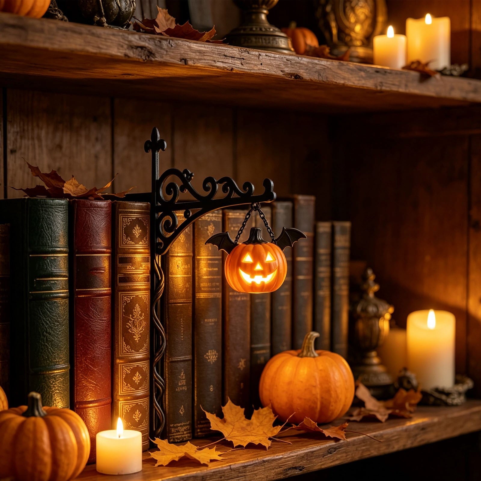 Nkmbld Halloween Bookshelf Lamp, Vintage Library Lantern Decorative Bookshelf Lighting, Hanging Ghost Lantern Book Shelf Light, Halloween Decorations Indoor