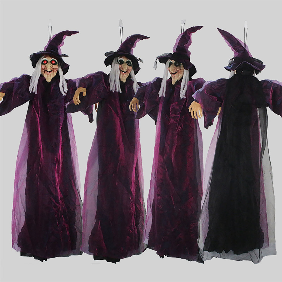 EWSFHUI 71" Life Size Hanging Talking Witch, Sound Activation and Red Eye Animated Witch Indoor Outdoor Halloween Decoration, Decor Prop