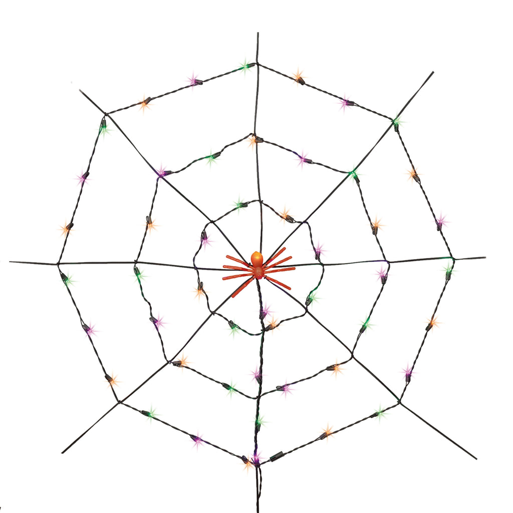 Indoor/Outdoor 50-Count LED Spider Web Lights, Multicolor, 5', Halloween by Way To Celebrate