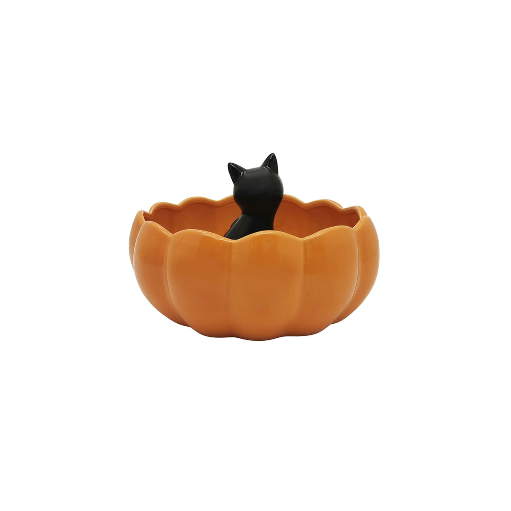 Way to Celebrate Halloween Cat in Pumpkin Ceramic Serve Bowl