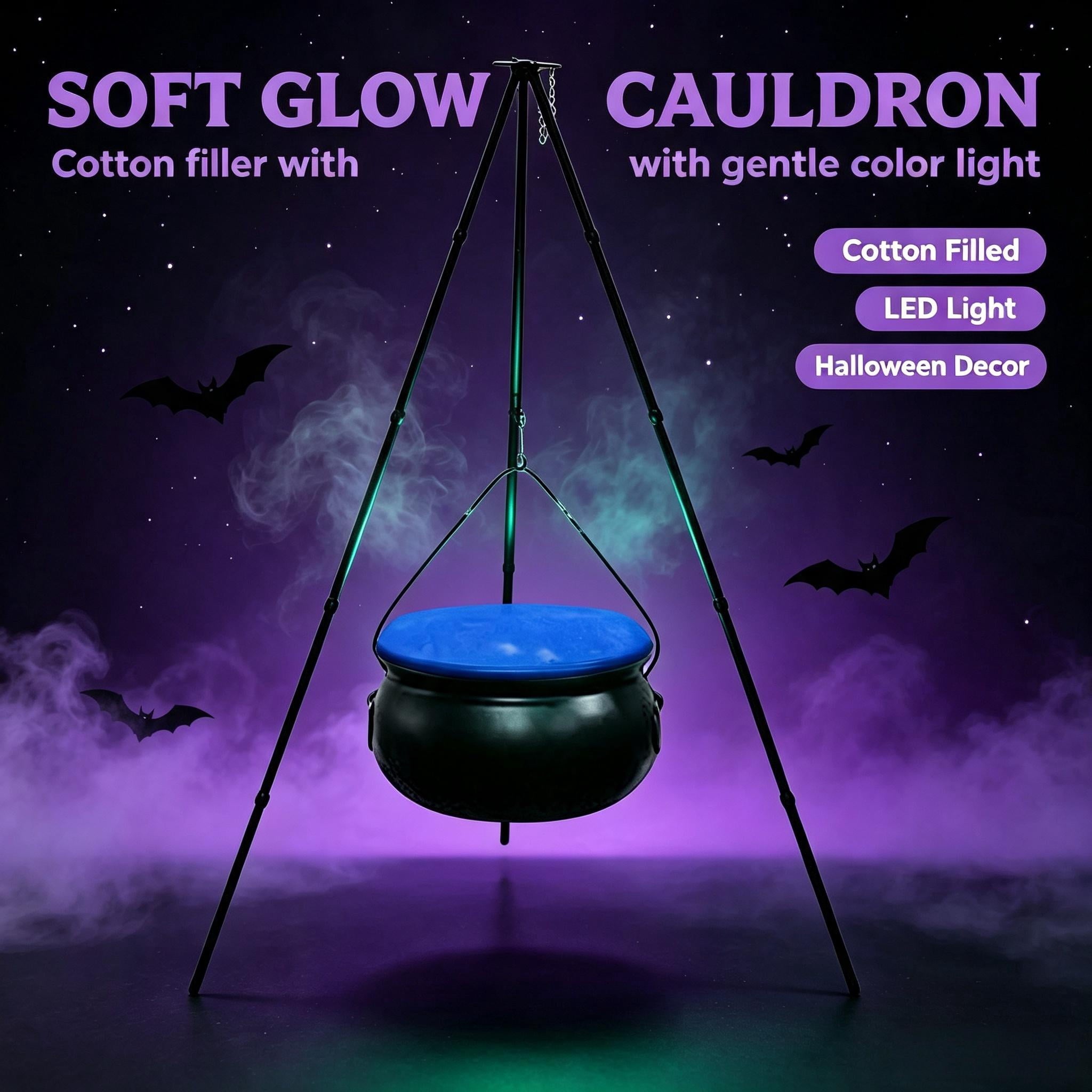 Muecwrye Halloween Decorations Outdoor, Halloween Clearance! Halloween Witches Cauldron on Tripod with Lights, DIY Bubbling Cauldron Set Decor for Home Porch Outside, Halloween Party Supplies