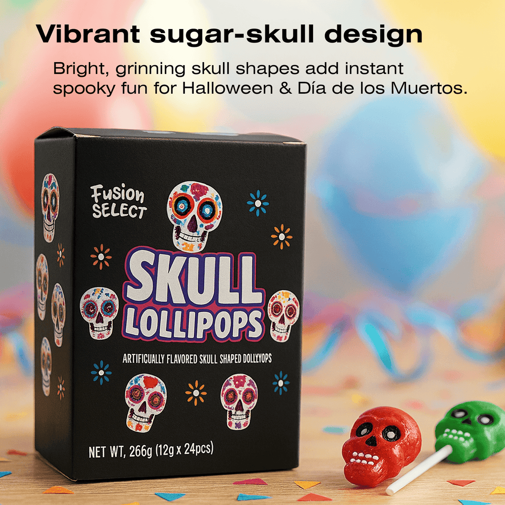 Fusion Select Halloween Candy Lollipops - Trick or Treat Candies for Kids - Frankenstein's Monster, Jack o Lantern, Ghost & Witch Hat Halloween Sweets - Individually Wrapped - 30 Treats Per Box