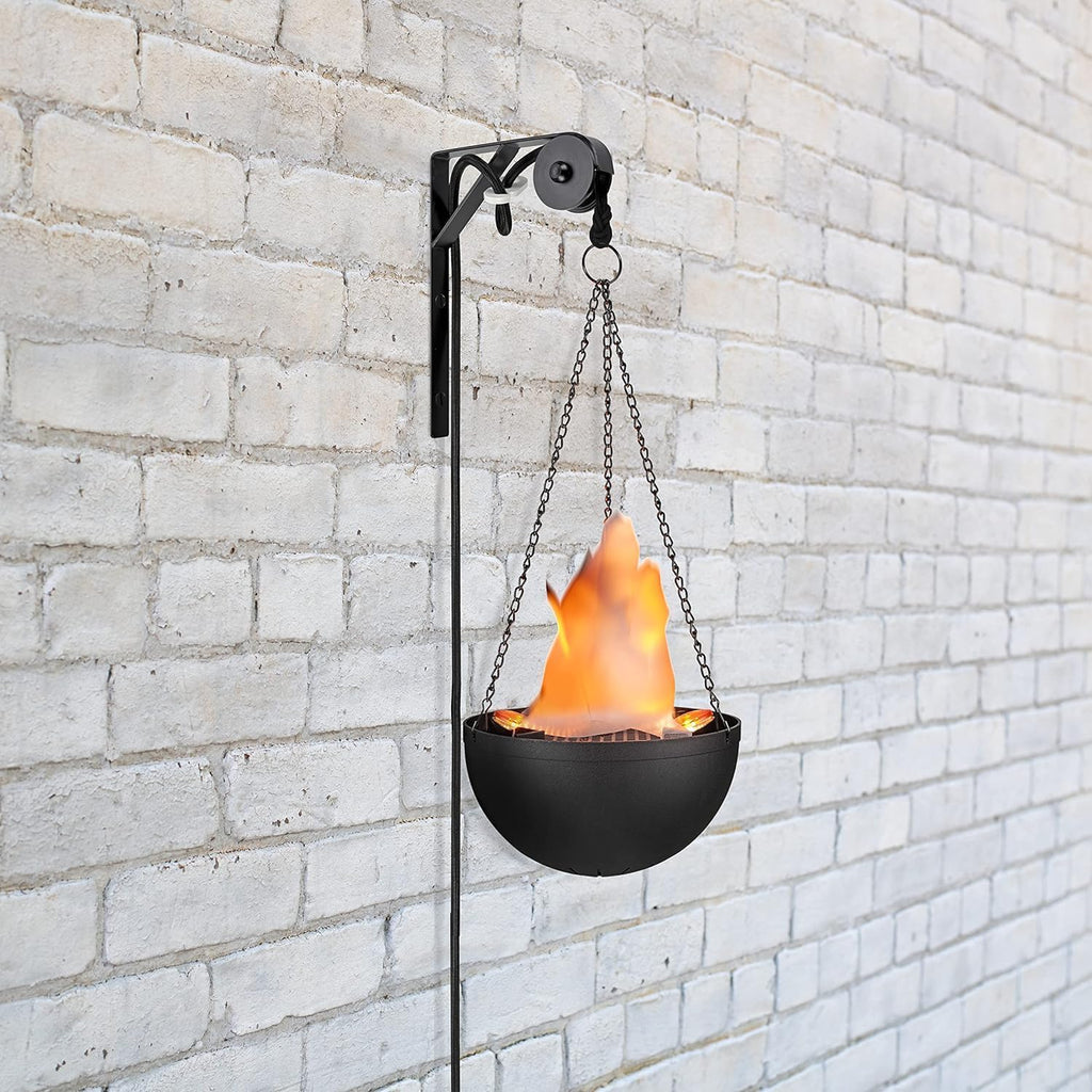 Aspen Creative 61168-25-1, LED Hanging Fire Flame Light Prop Decor, Black Finish, Purple Light