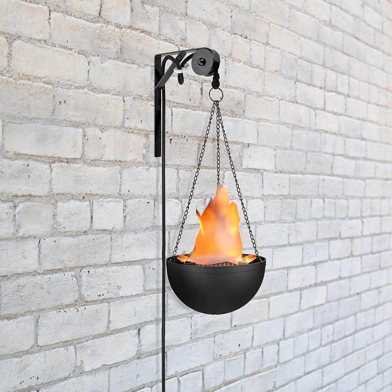 Aspen Creative 61168-25-1, LED Hanging Fire Flame Light Prop Decor, Black Finish, Purple Light