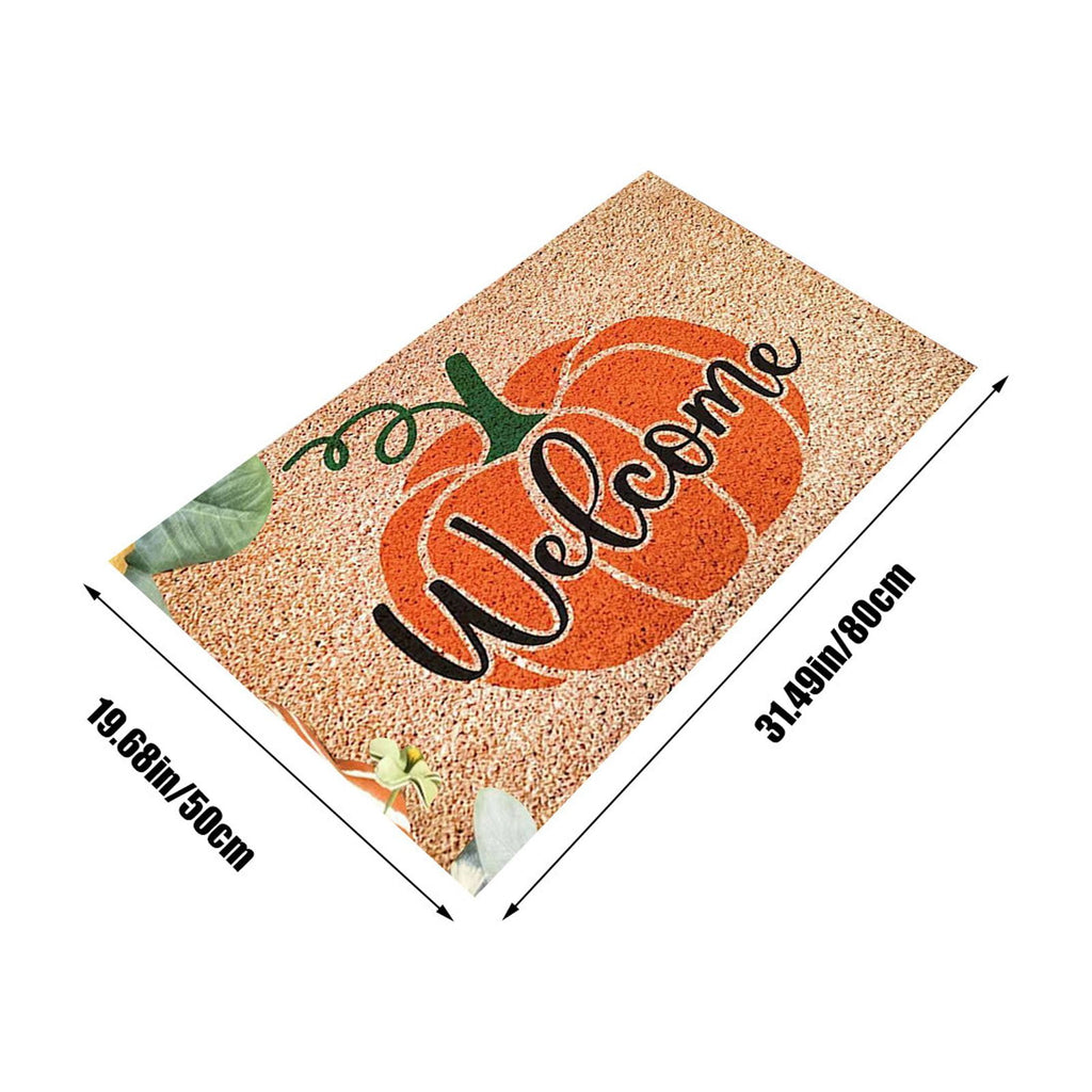Zhourta Halloween Fall Plaid Outdoor Rug Orange Plaid Outdoor Rug Cotton Hand Woven Check Rug Layered Doormats for Front Door Front Porch Farmhouses Entryway Patio 15.7x23.6 Inch