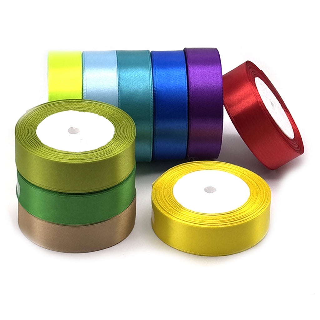 10 Colors 240 Yards Satin Ribbons,1 inch Fabric Ribbon Silk Ribbon Embellish Ribbon Rolls, Wide Ribbons Perfect for Crafts, Hair Bows, Gift Wrapping, Wedding Birthday Party Decoration