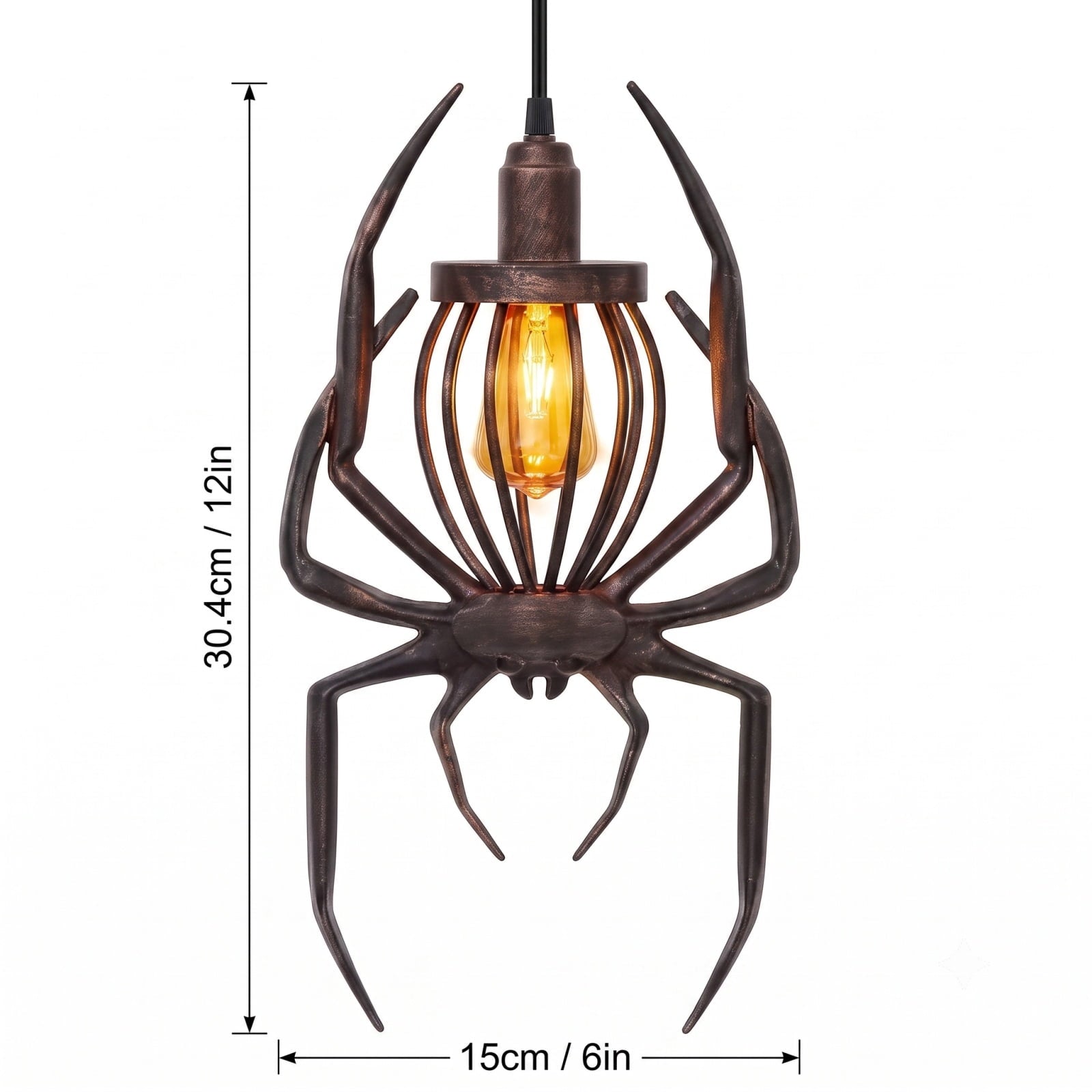2026 New Halloween Hanging Bat Flame Lights, Vintage Metal Frame Lantern with Warm Amber Edison Bulb, Indoor Outdoor String Light Decor for Porch Patio Room