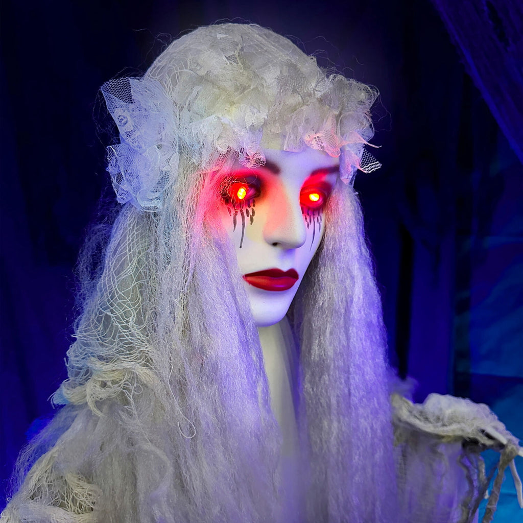 Haunted Hill Farm 6.5 Ft Life-Size Animatronic Bride Indoor/Outdoor Halloween Decoration, Multicolor, HHLADY-2FLSA
