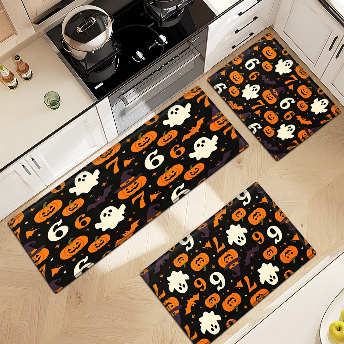 CCTFS Halloween Skeletons Holding Hot Drinks Household 1Pc Flannel Mat and Kitchen Rugs,Soft Non-slip for Bedroom Entryway