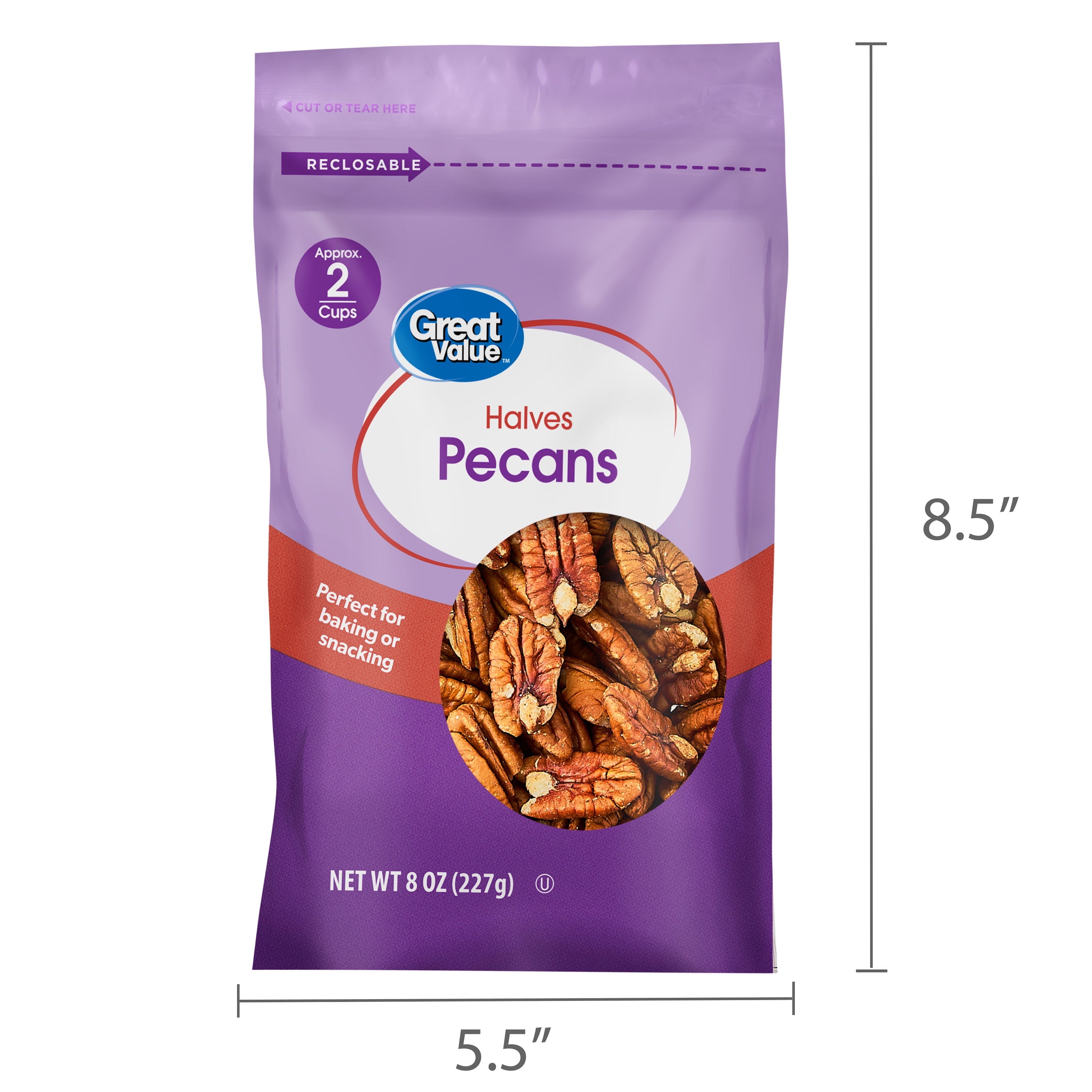 Great Value Pecan Halves, 8 oz