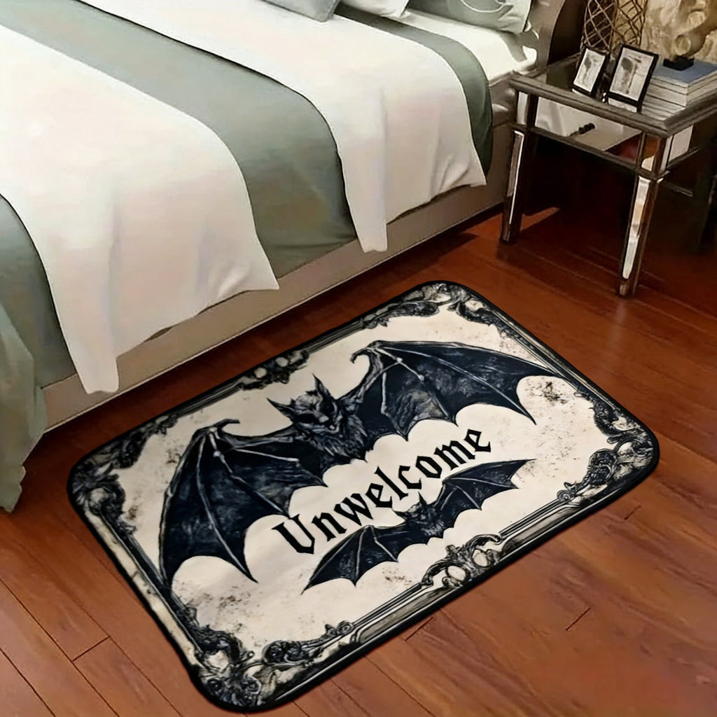 Gothic Halloween Doormat, Decorative Welcome Mat for Front Door, Party Entrance Rug with Spooky Design for Indoor Outdoor Porch Decor