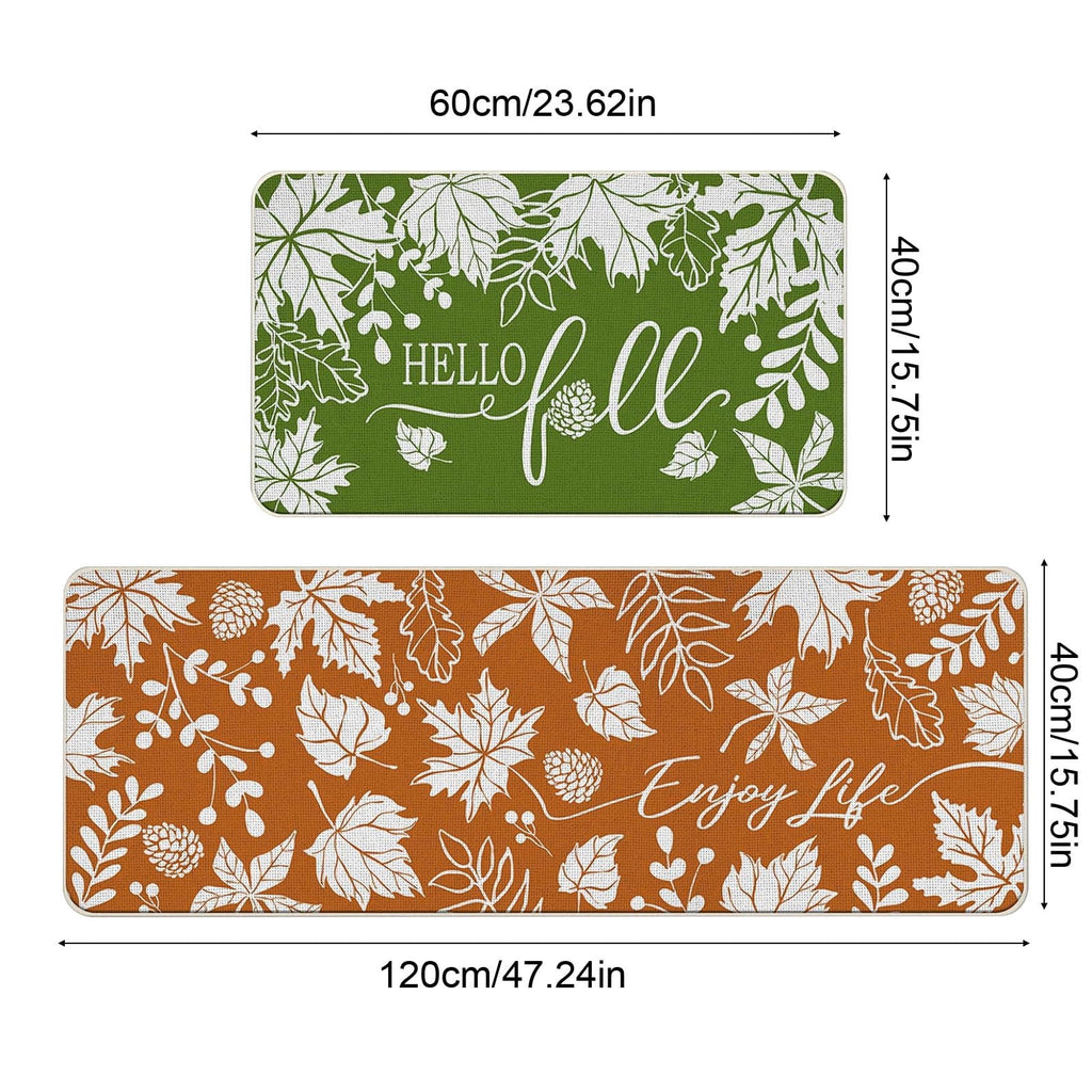 SHENGXINY Halloween Decor Kitchen Rug Set of 2 for Thanksgiving Fall Floor Mat Absorbent Oil Proof Kitchen Mat Entry Door Mat