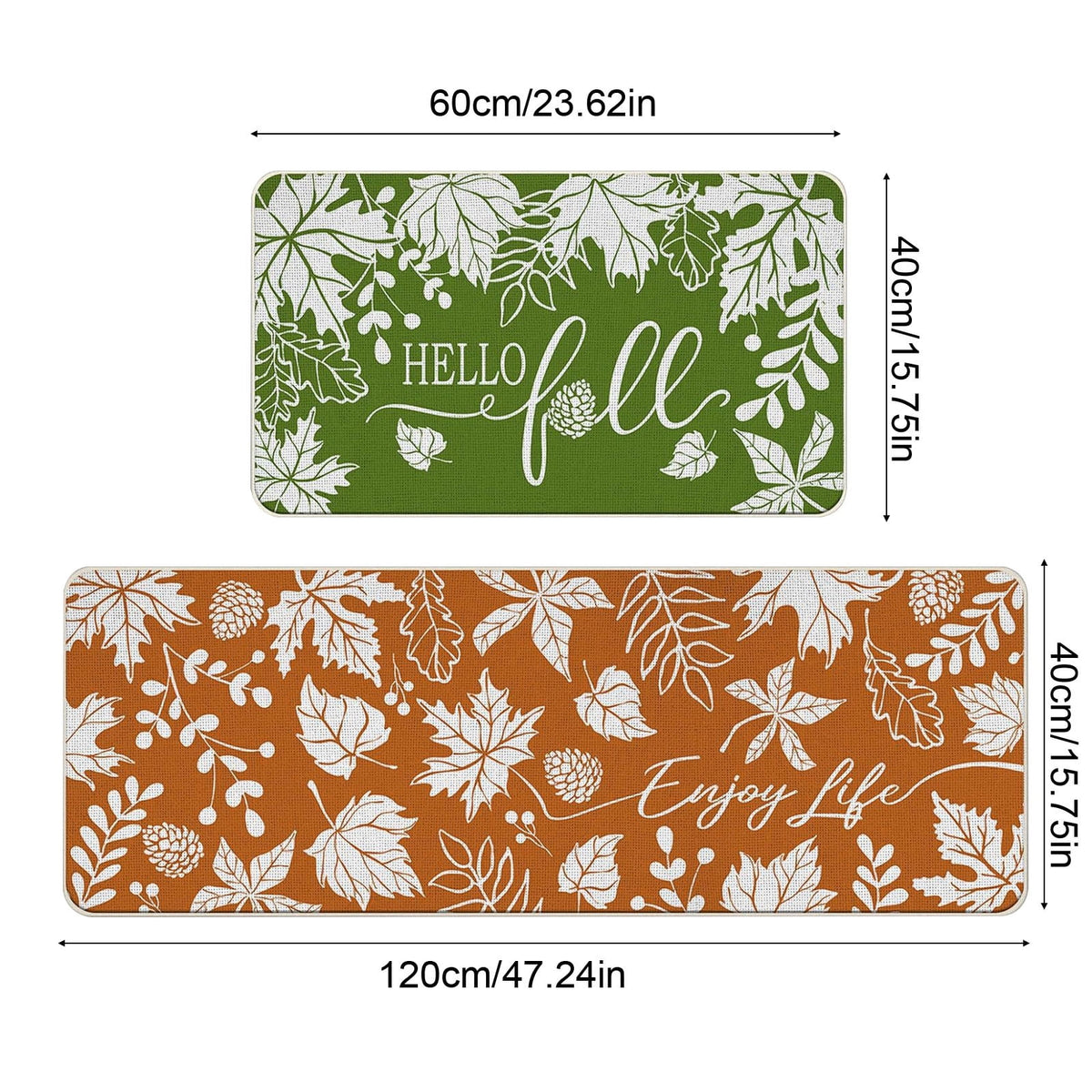 SHENGXINY Halloween Decor Kitchen Rug Set of 2 for Thanksgiving Fall Floor Mat Absorbent Oil Proof Kitchen Mat Entry Door Mat