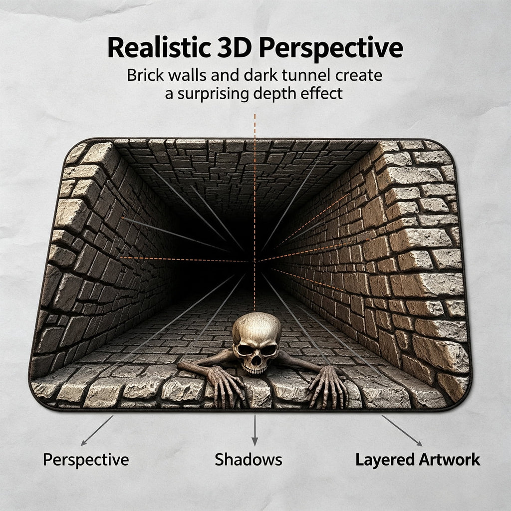 2026 New 3D Hole Rug, Rugs That Look like a Hole, Trap Optical Illusion Bottomless Non-slip Doormat for Door Entrance, Bathroom, Stairs, Playroom, Living Room, Or Area Decoration