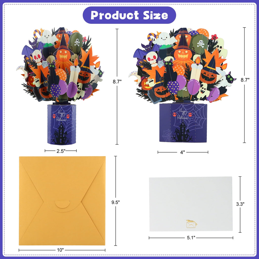 WaaHome Halloween Pop Up Card 3D Spooky Pumpkin Halloween Greeting Pop Up Cards Happy Halloween Cards with Envelope&Notecard Funny Halloween Gifts Card for Kids Adults Boyfriend Girlfriend Party Favor