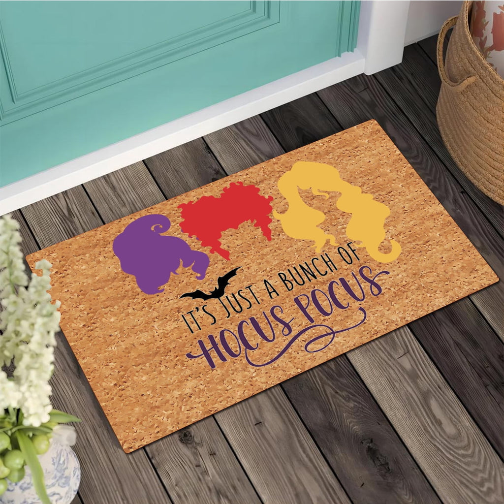 Funny Welcome Doormat for Entrance Way Monogra Mat 23.7"(L) x 15.9"(W) It's Just A Bunch of Hocus Pocus Halloween Doormat for Entrance Way Novelty Indoor Decor Mats No Slip Kitchen Rugs and Mats