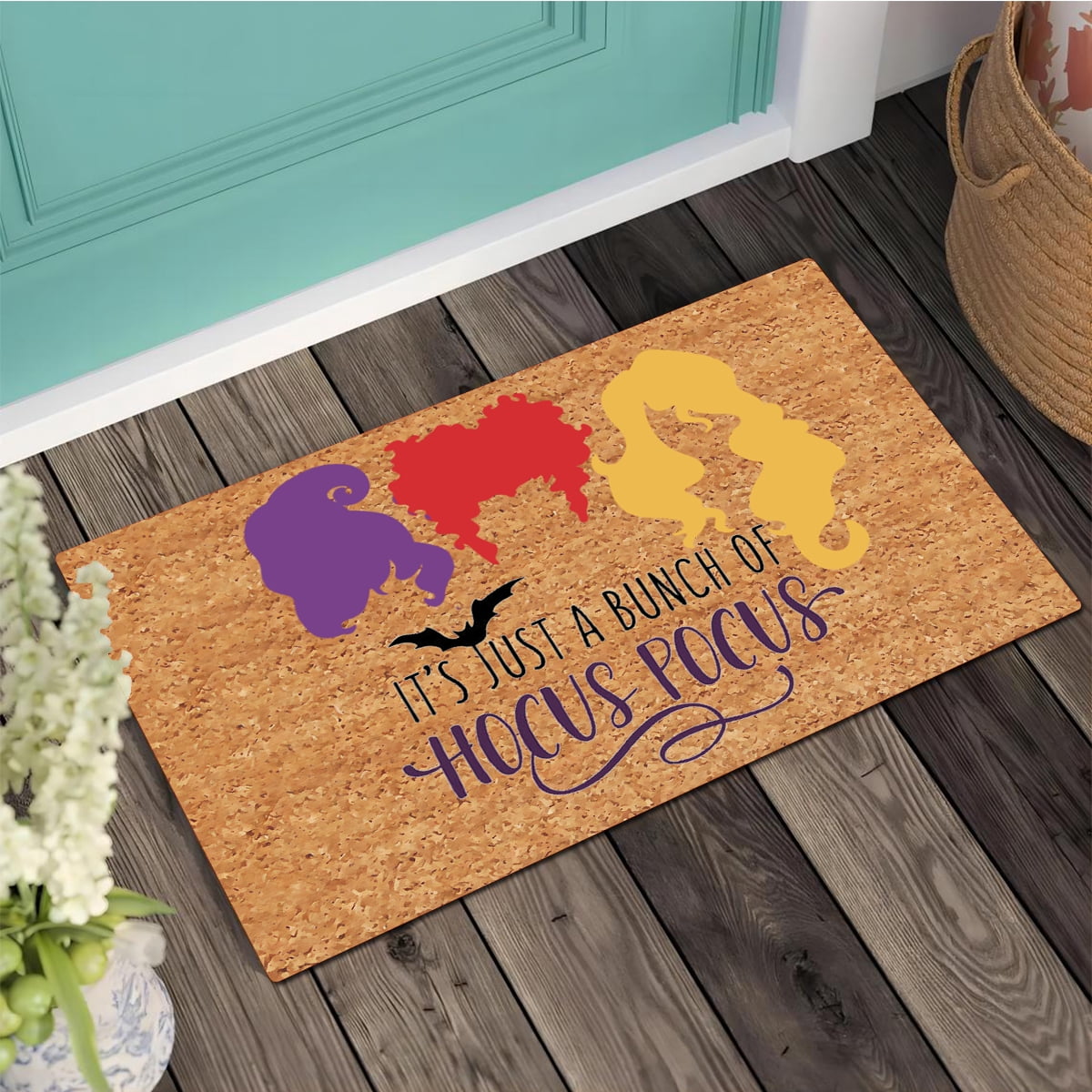 Funny Welcome Doormat for Entrance Way Monogra Mat 23.7"(L) x 15.9"(W) It's Just A Bunch of Hocus Pocus Halloween Doormat for Entrance Way Novelty Indoor Decor Mats No Slip Kitchen Rugs and Mats