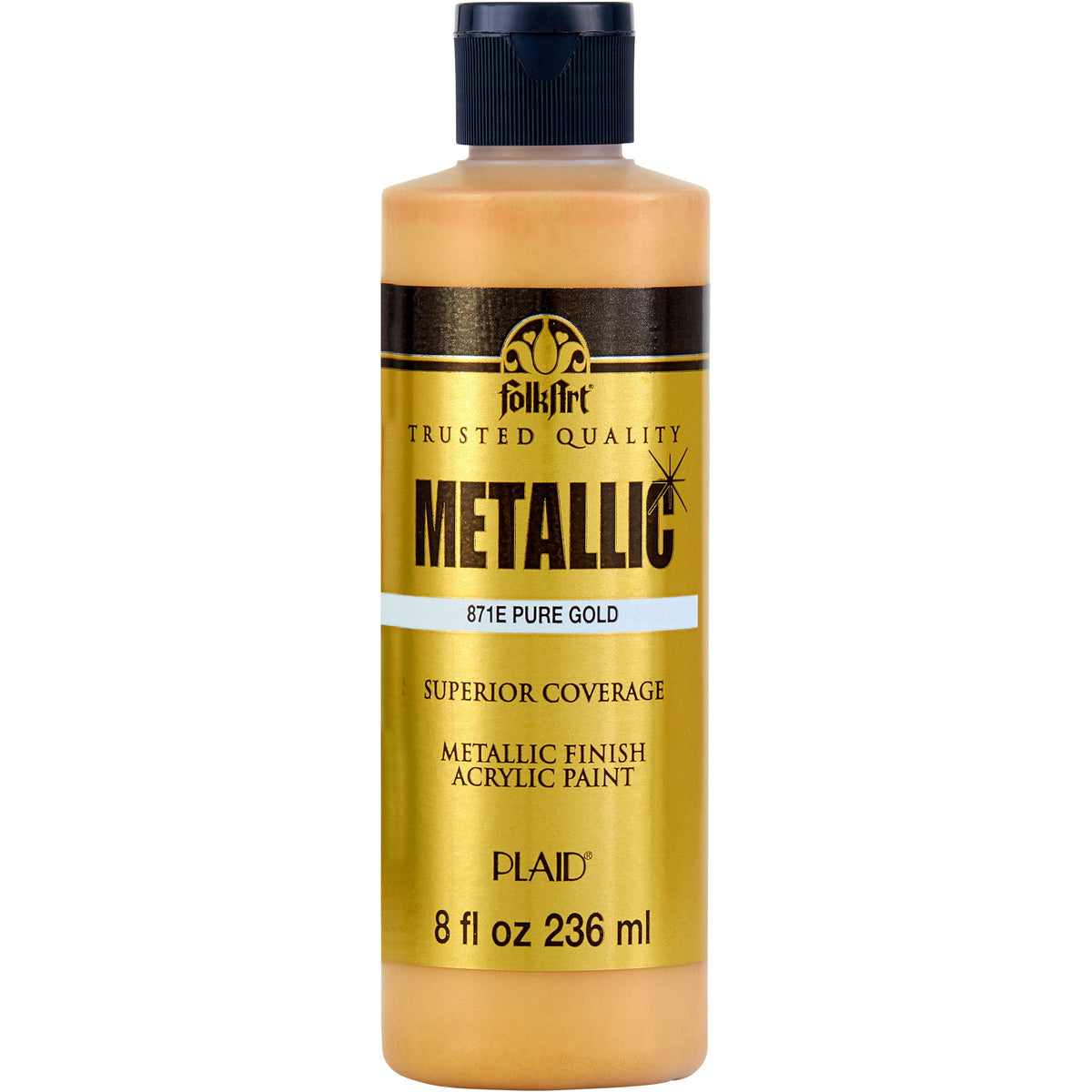 FolkArt Metallic Acrylic Craft Paint, Metallic Finish, Pure Gold, 8 fl oz