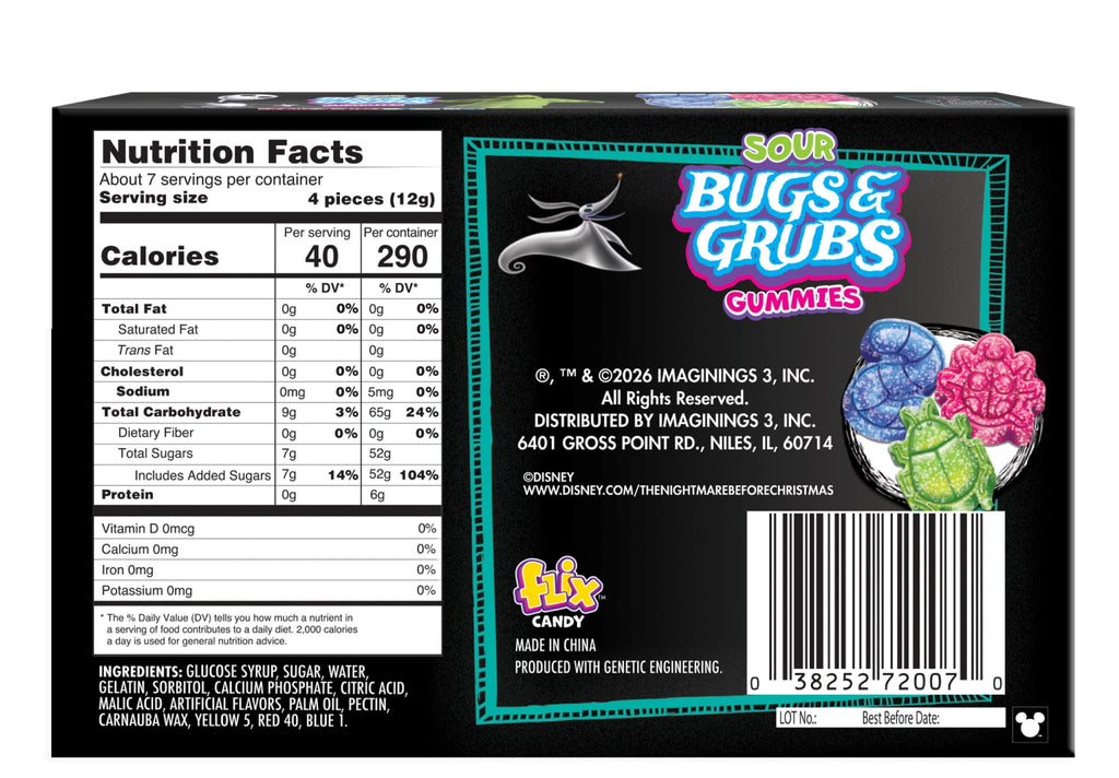 Flix Candy Halloween, NBC Bugs and Grubs Gummy Theater, Multiflavor, 3oz Box