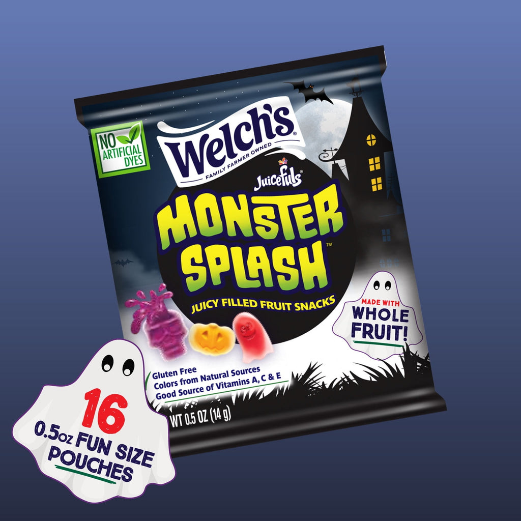 Welch's Juicefuls Monster Splash, Halloween Soft Kids Snacks, 0.5 oz, 16 Count