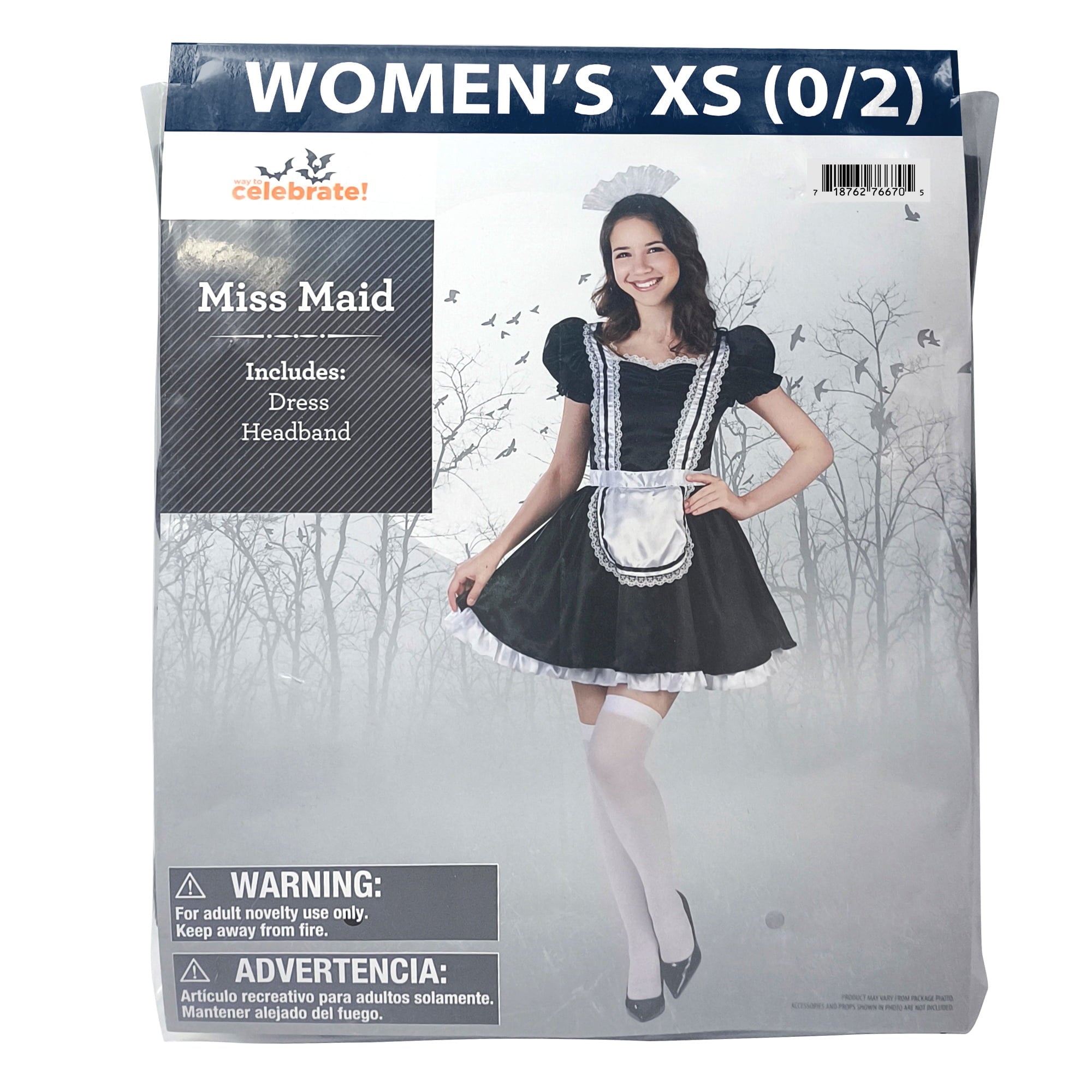 Miss Maid Halloween Costume for Adults, Women's Size S (4/6), by Way to Celebrate