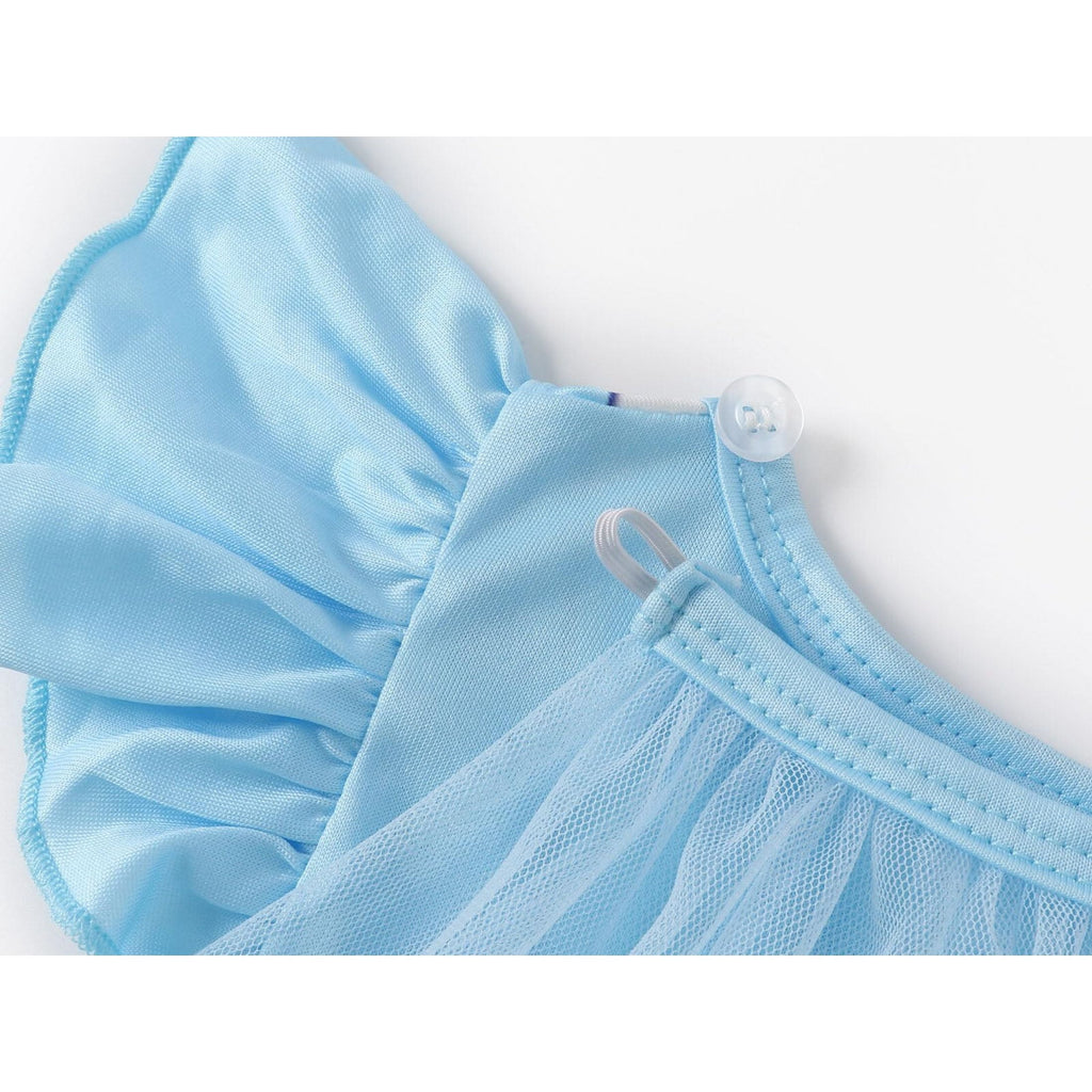 Benylion Girls Ice Princess Dress Halloween Cosplay Costumes With Tulle Cape Kids Birthday Party Dress up Outfit for 7-8 Years