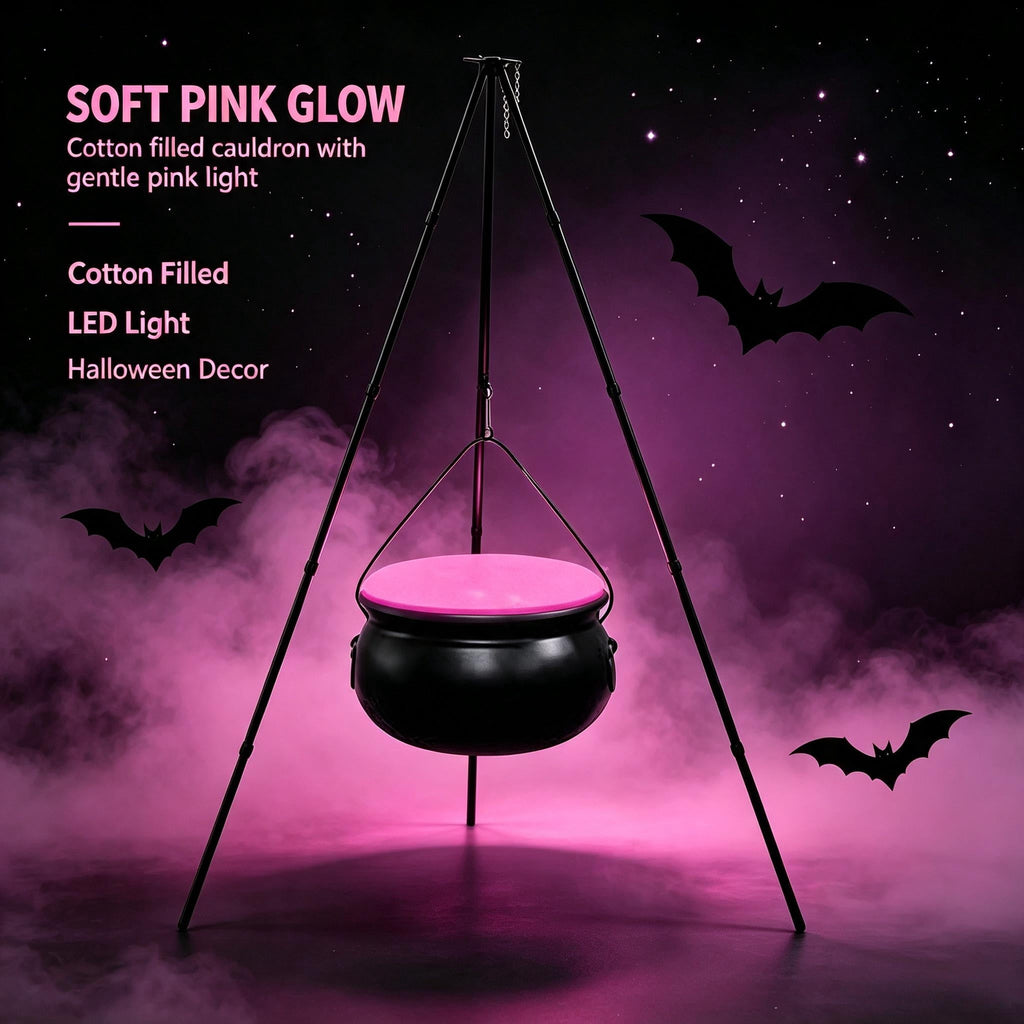 Muecwrye Halloween Decorations Outdoor, Halloween Clearance! Halloween Witches Cauldron on Tripod with Lights, DIY Bubbling Cauldron Set Decor for Home Porch Outside, Halloween Party Supplies