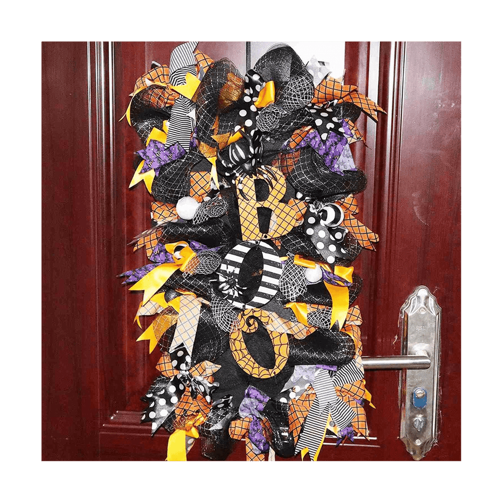 Halloween Wreath Fall Wreath, Halloween Wreath for Front Door, Halloween Spider, Mesh and Ribbons Wreath