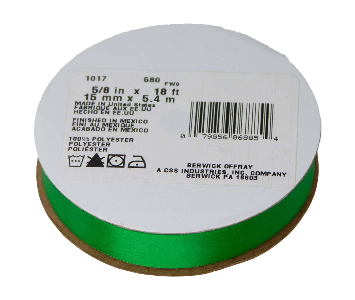 (3 pack) Offray Ribbon, Forest Green 5/8 inch Single Face Satin Polyester Ribbon, 18 feet