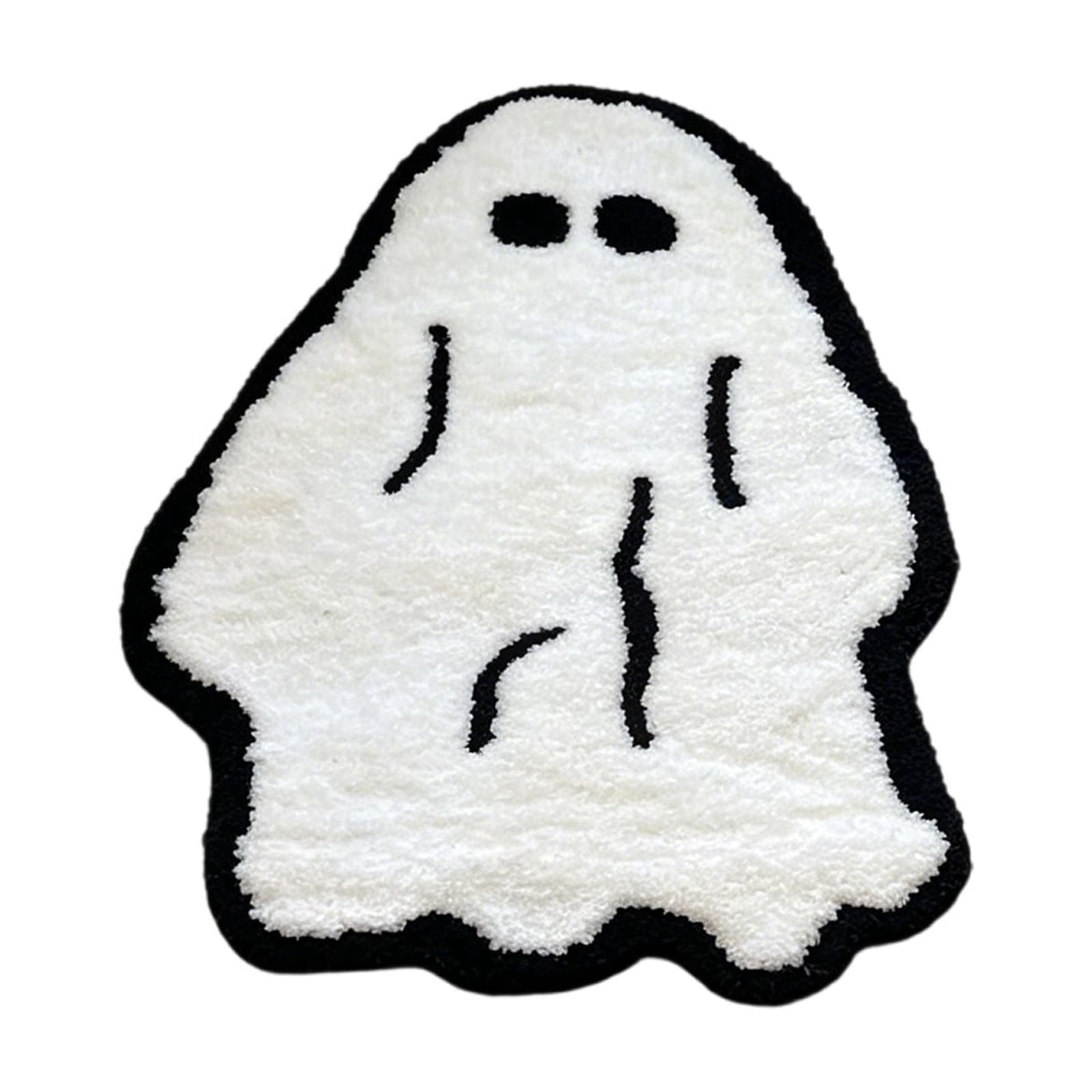 erdimoy Cute Ghost Shaped Halloween Bath Mat, Soft Fluffy Non Slip Ghost Rug Absorbent Doormat for Entryway Bathroom Bedroom Halloween Home Decor