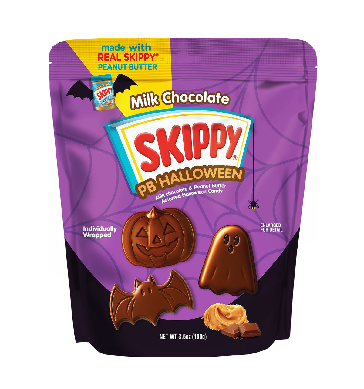 SKIPPY Milk Chocolate Peanut Butter Halloween Shapes Candy, Individually Wrapped
