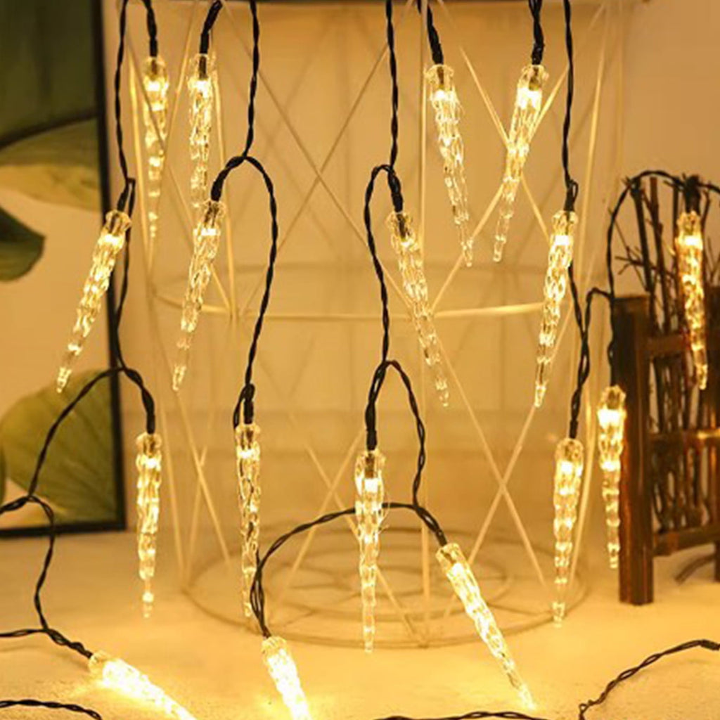 SCNOR Christmas Solar Icicle Lights 21ft 30 LED, Dusk to Dawn Outdoor Indoor Waterproof, Auto On/Off Holiday Decor