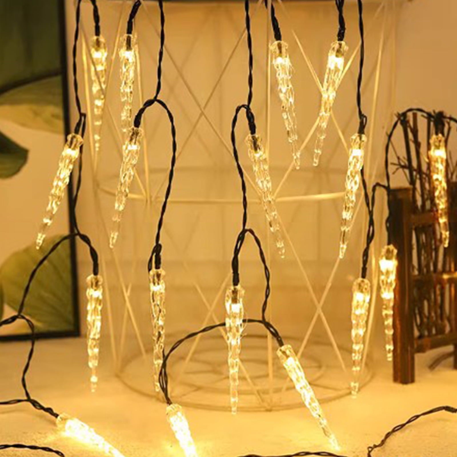 SCNOR Christmas Solar Icicle Lights 21ft 30 LED, Dusk to Dawn Outdoor Indoor Waterproof, Auto On/Off Holiday Decor
