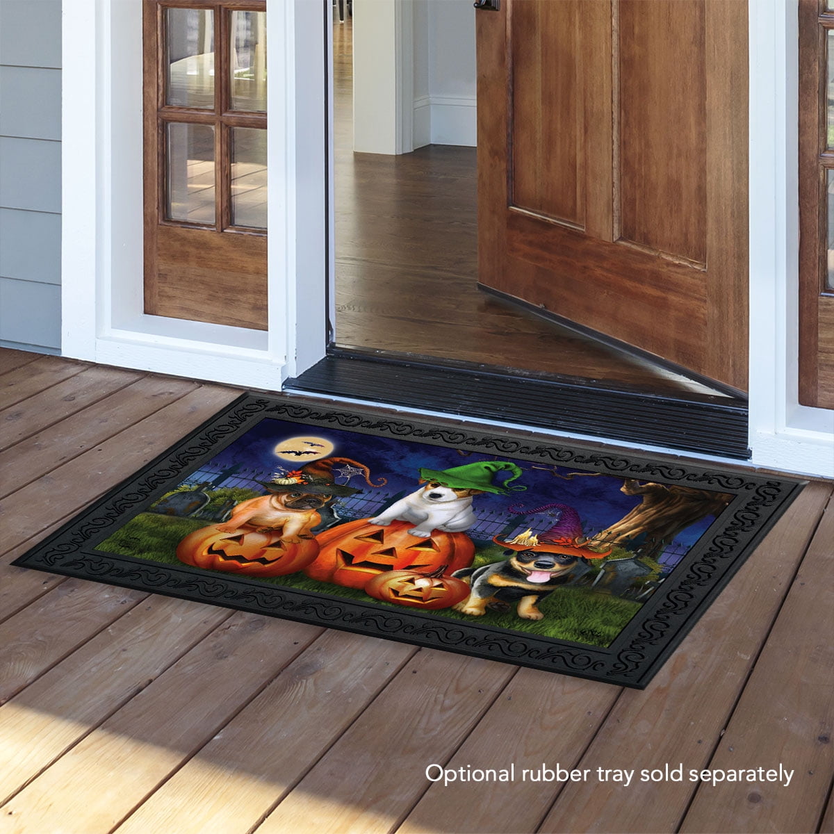 Briarwood Lane Halloween Doormat 30x18 Indoor Outdoor Spooky Pups For Halloween Doormat