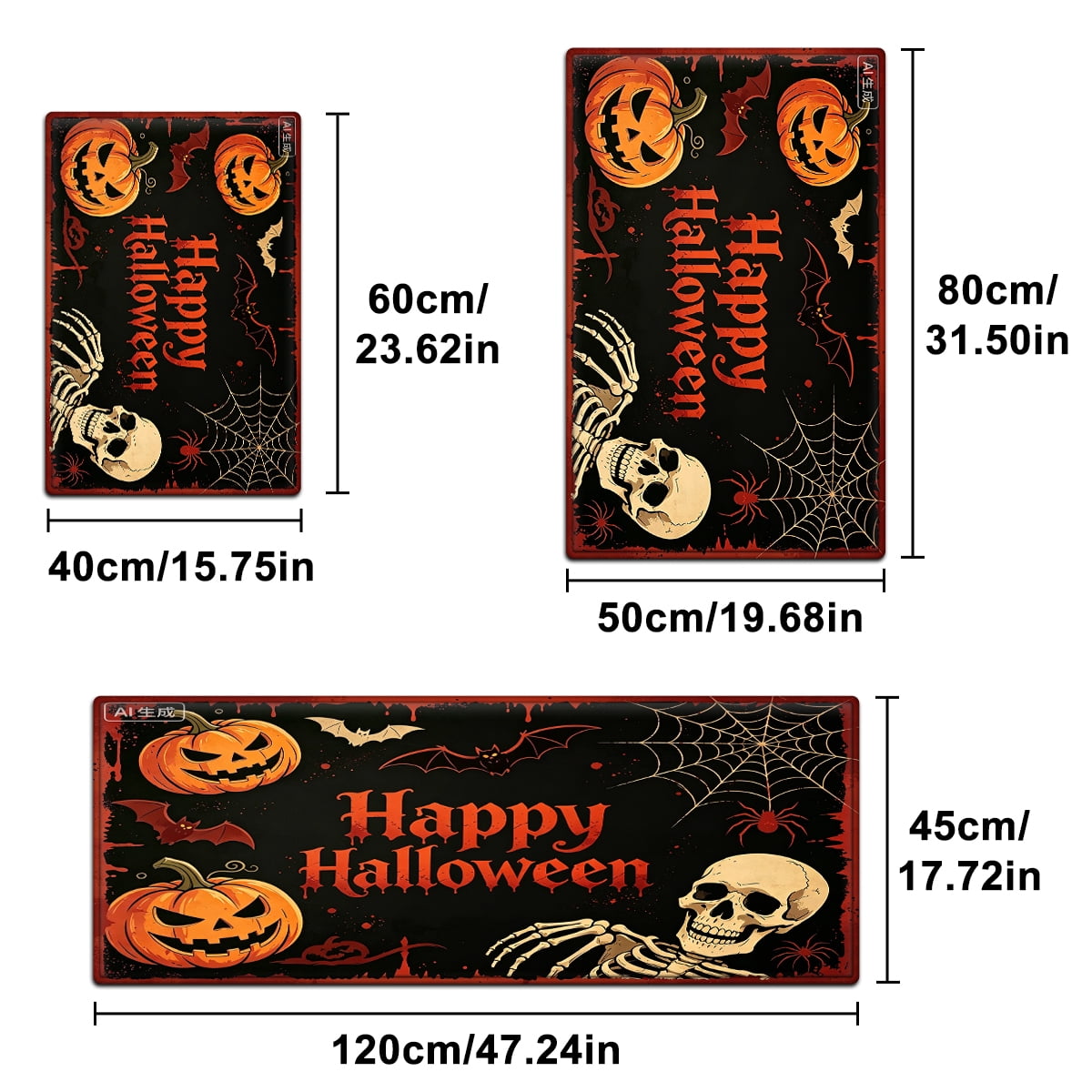 YIMEIS Halloween Pumpkin Lanterns 1Pc Flannel Mat and Kitchen Rugs,Soft Non-slip,Perfect for Home Bathroom
