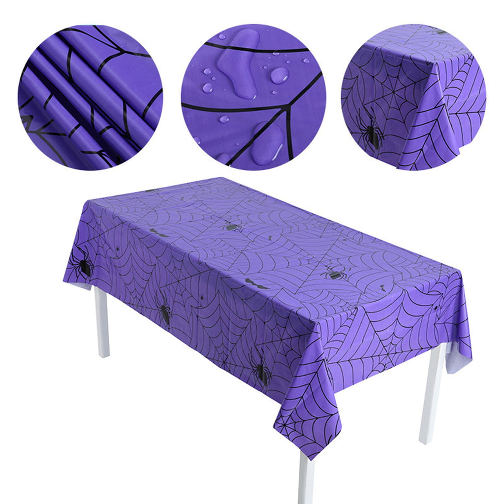 RnemiTe-amo Halloween Spiderweb Tablecloth Rectangular Plastic Spider Web Table Cloth Halloween Decoration Tablecloth Length Halloween Tablecloth Halloween Theme Party Decoration Tablecloth