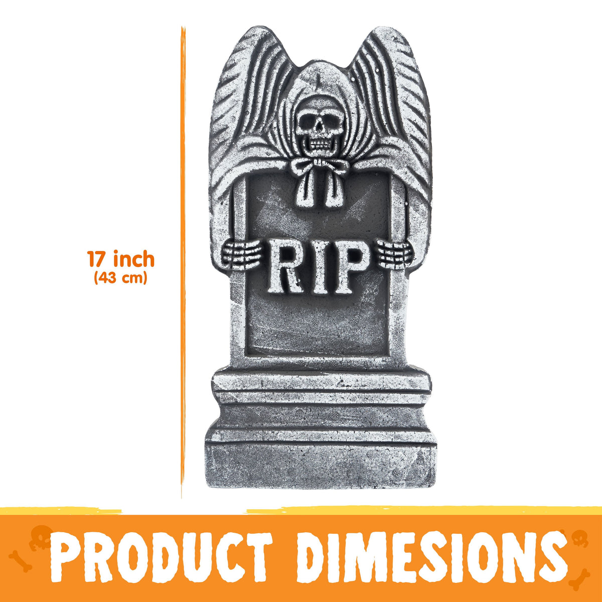 Joyfy 17" Halloween 5 Pack Tombstone Decorations, Foam RIP Graveyard Signs Cemetery Headstones Scary Outdoor Indoor Halloween Decor with 12 Metal Stakes for Easy Set Up, Waterproof for Garden Lawn