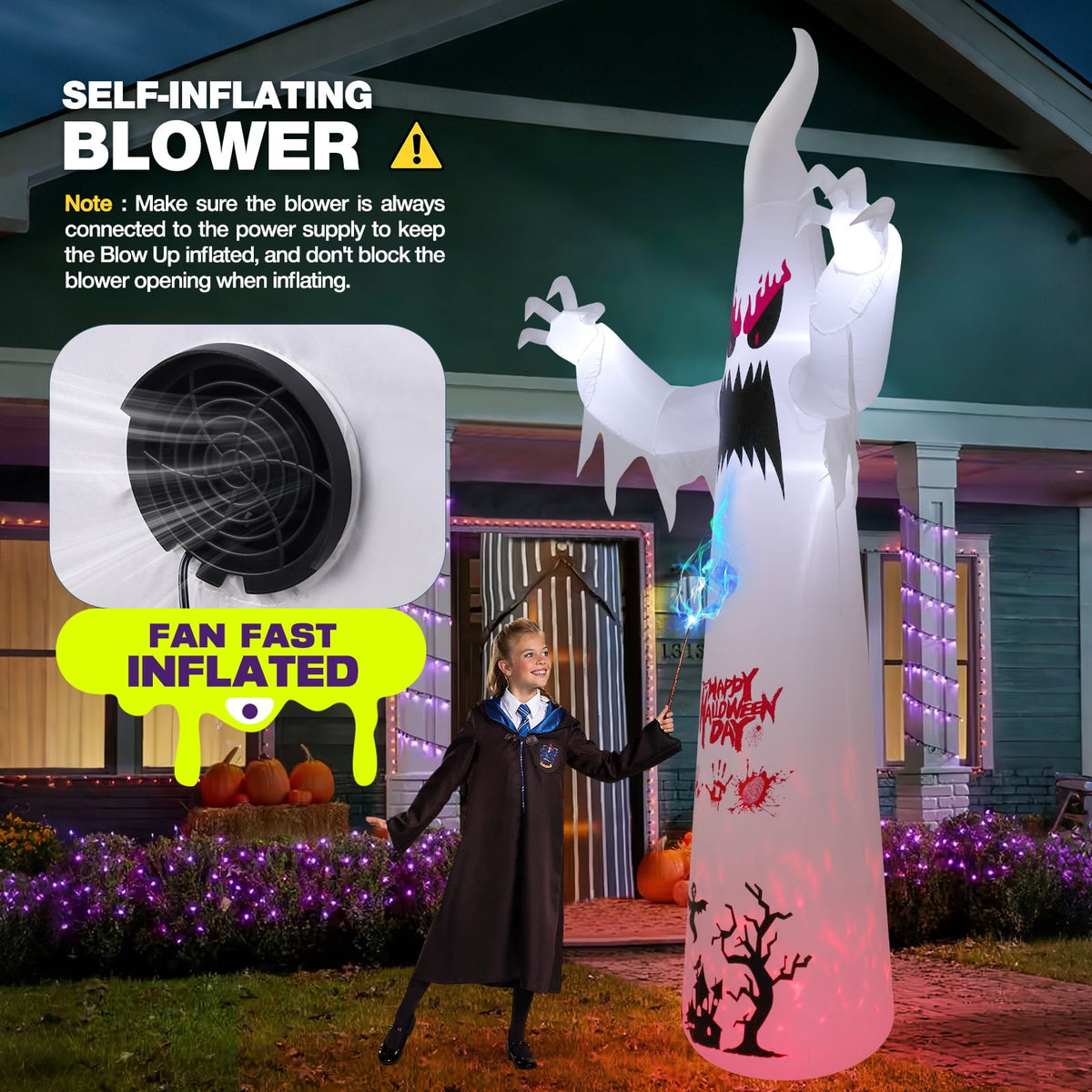Ayieyill 8.5FT Halloween Inflatables Pumpkin Ghost Family with Built-in LED Lights, Halloween Blow up Yard Decorations