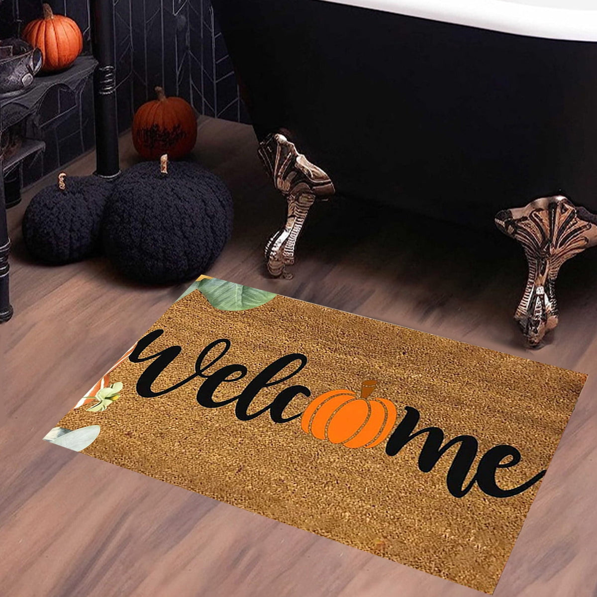 JOGZMZ Halloween Pumpkin Area Rug Bright Pumpkin Floor Mats Slip Resistants Earth Floor Mats For Front Door Bathroom Kitchen Room 19.67×31.49in