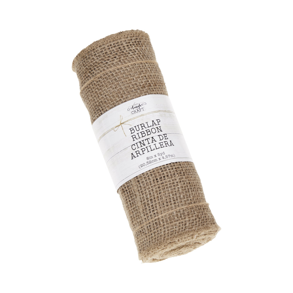 Love, Laugh, Craft Jute Naturalistic Needlework Fabric Precut Roll, 8" x 5-Yards, Natural