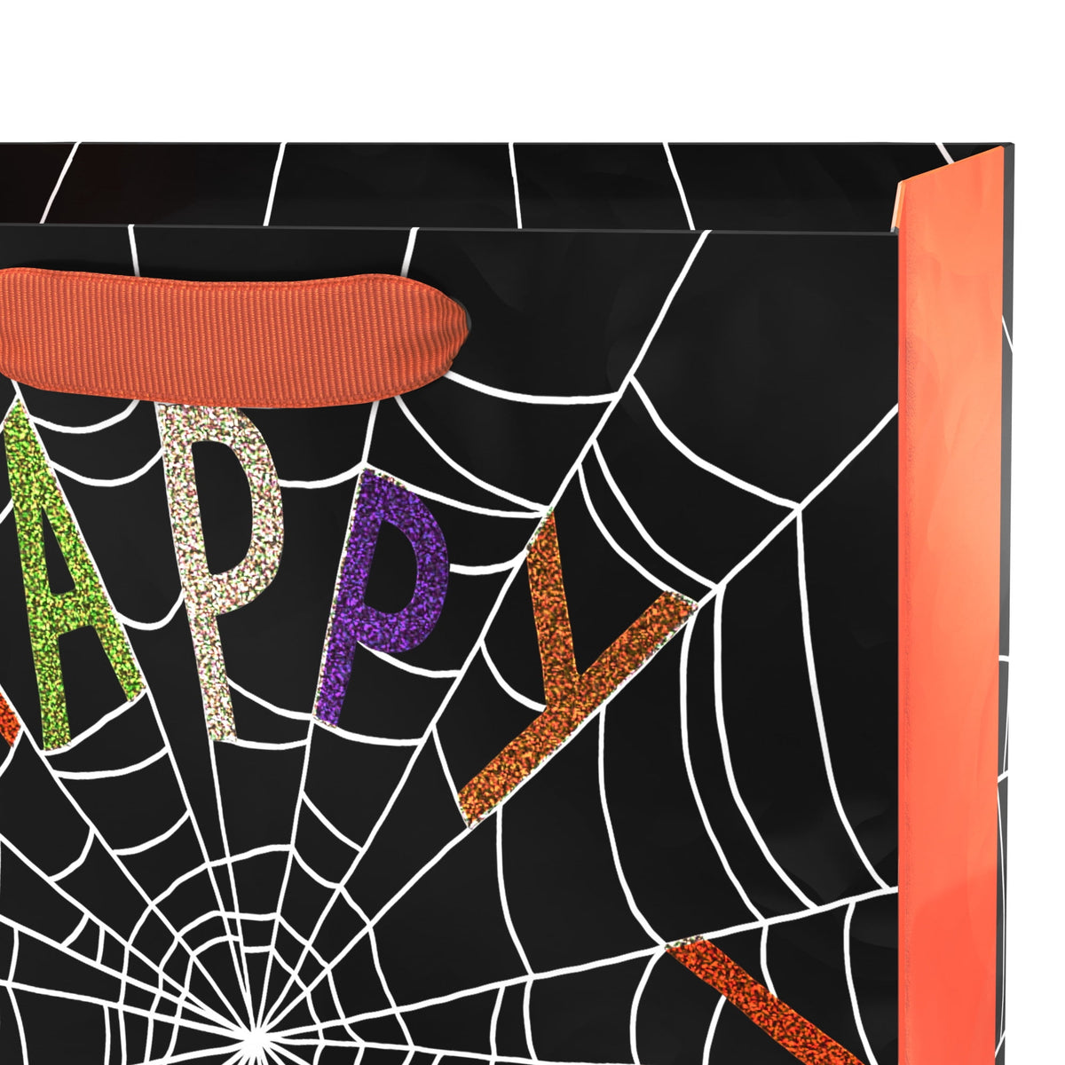 Hallmark Medium Halloween Gift Bag (Glittery Spiderweb on Black), 1 Count