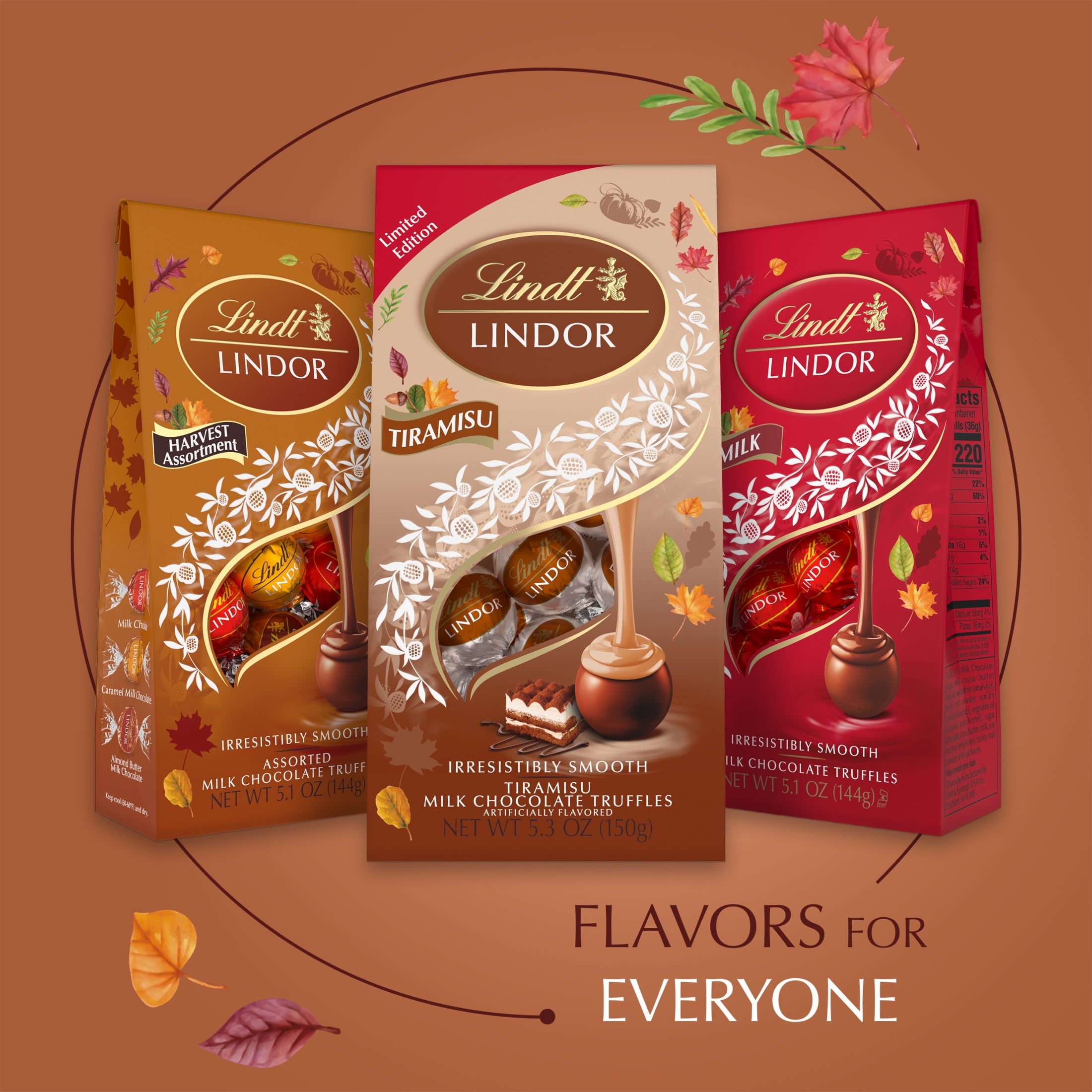 Lindt LINDOR Fall Tiramisu Milk Chocolate Candy Truffles, 5.3 oz. Bag