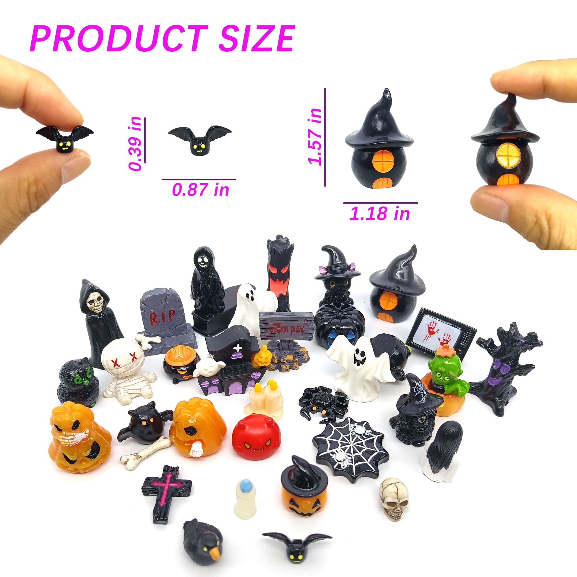NIBERDA Halloween Miniature Ghosts Resin Plastic Figurines, Set of 35