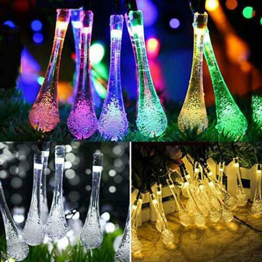 Gcvizuso Christmas Lights, String Lights, Outdoor Garden Party 20 LED Teardrop Solar Garden Lantern String