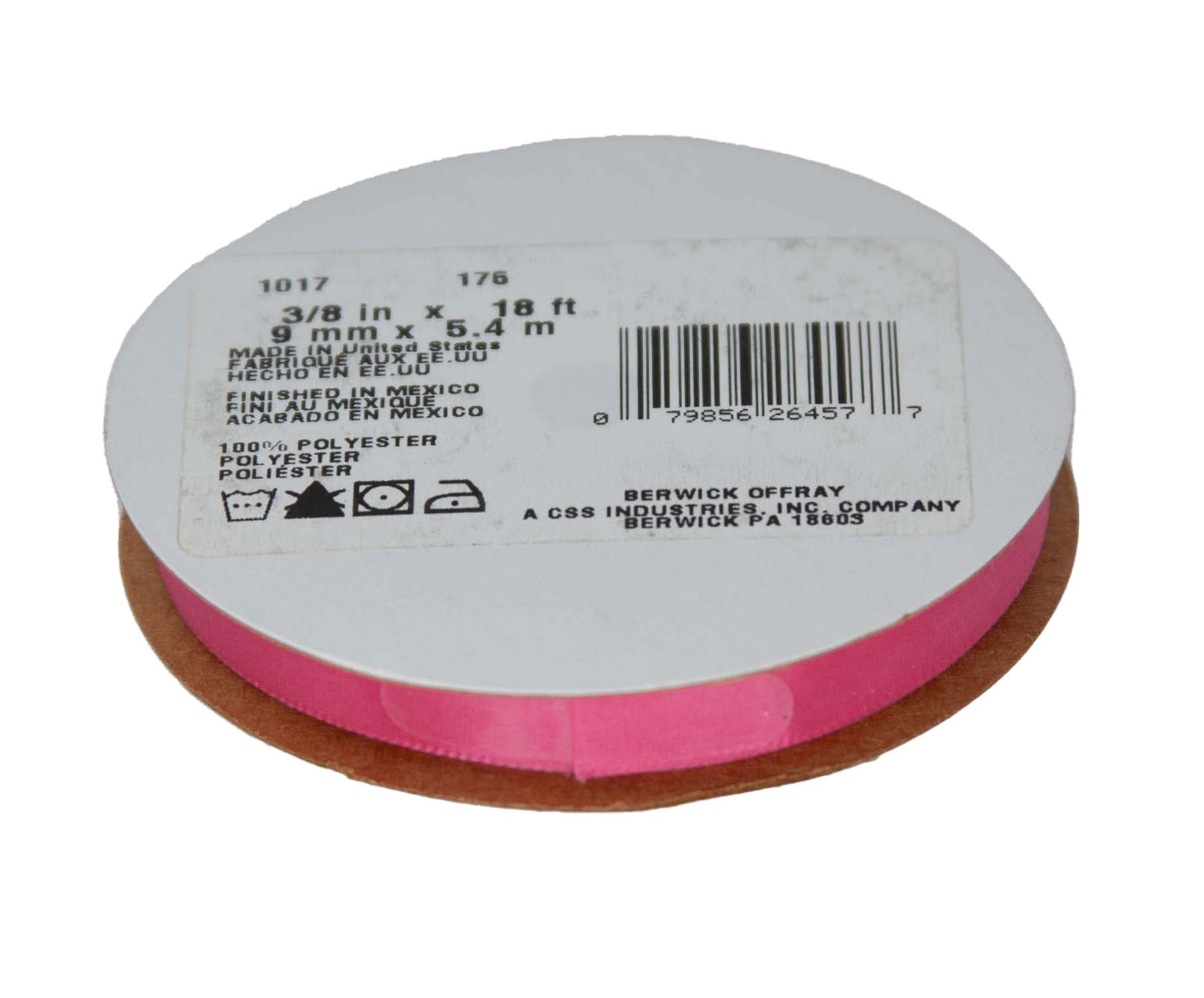 Offray Ribbon, Red Wine 3/8 inch Single Face Satin Polyester Ribbon, 18 feet