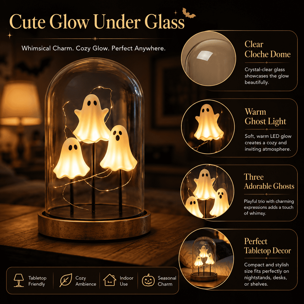 Diceymbol Halloween Decorations and Fall Decor, Halloween Venue Decoration Ghost Props LED Illuminated Ghost Decorations for Tabletop, Mantel, Shelf Indoor Outdoor 9.05 inch