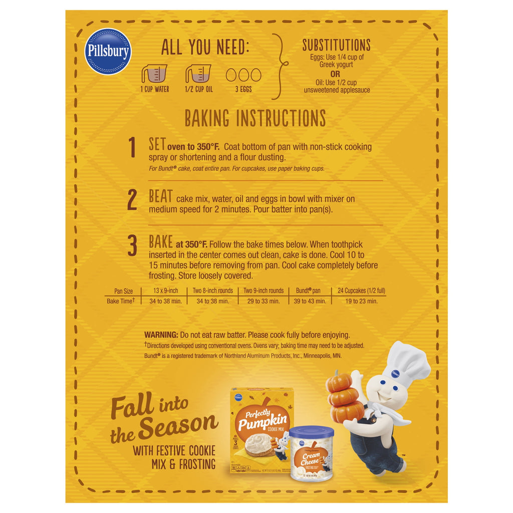 Pillsbury Moist Supreme Premium Perfectly Pumpkin Cake Mix, 15.25 Oz Box