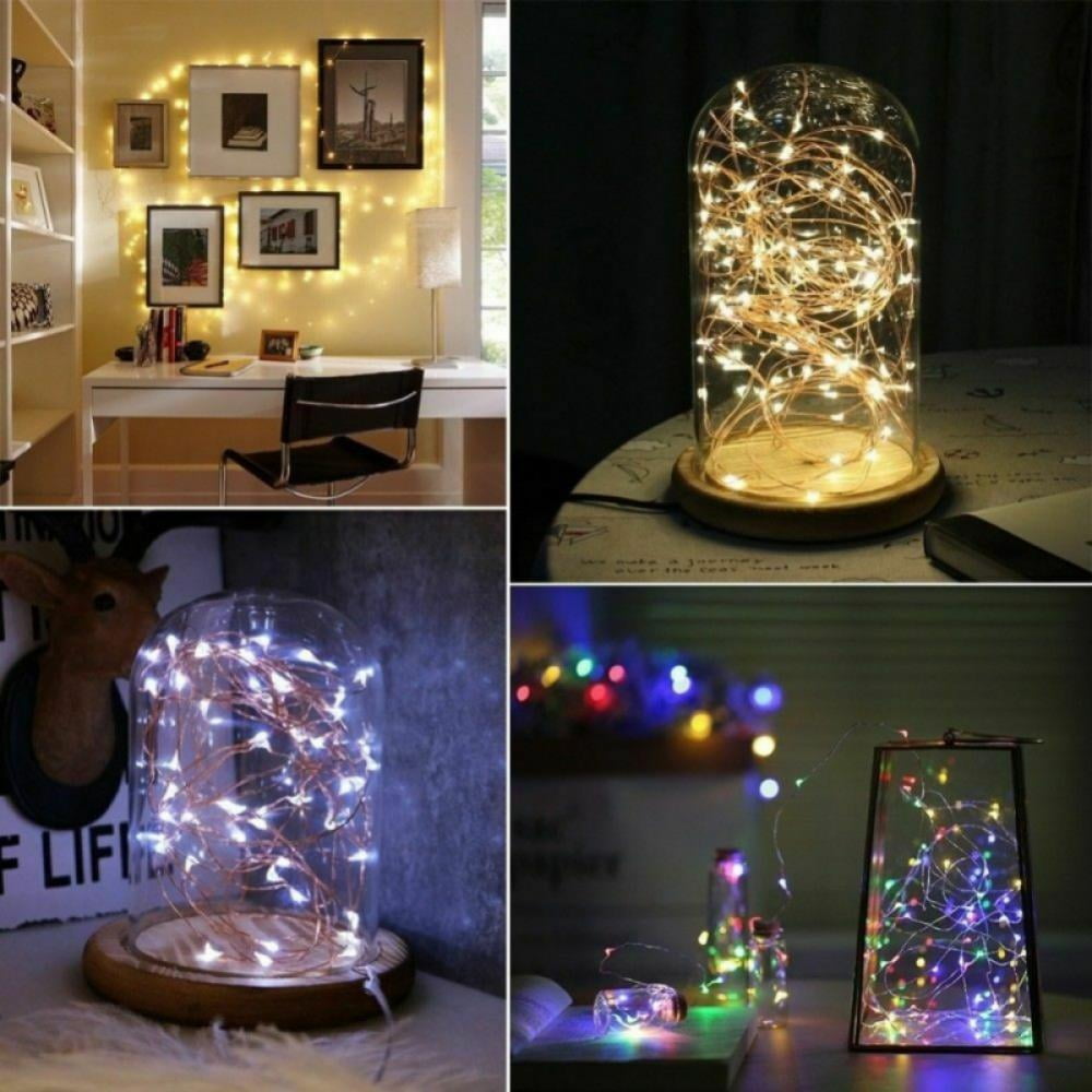 Remote Control String Lights, Led Fairy Lights, 20/50/100/200 LEDs Waterproof Flexible String Lights Battery Operated for Bedroom Home Wedding Christmas Festivals